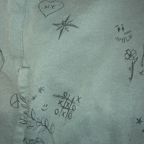 Abercrombie & Fitch Soft Fleece Hoodie Size Large Green Graffiti - Picture 5 of 5